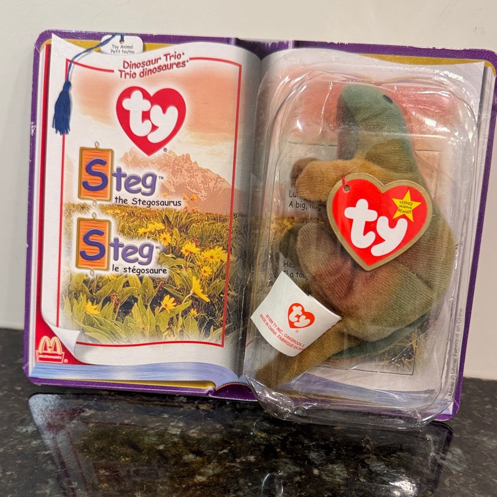 Ty Steg The Stegosaurus 1994 Mc Donalds Beanie Baby Rare Retired Dinosaur Trio